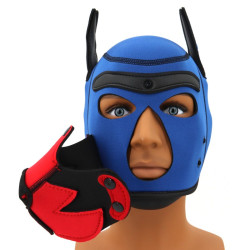 Kinky Puppy Cagoule Puppy Fox Néoprène Bleu-Rouge